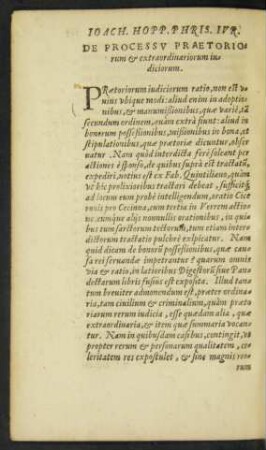 De Processu Praetoriorum et extraordinariorum iudiciorum.