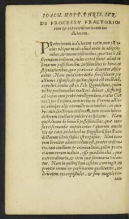 De Processu Praetoriorum et extraordinariorum iudiciorum.