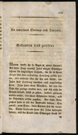 319-333, Am neunzehnten Sonntage nach Trinitatis.