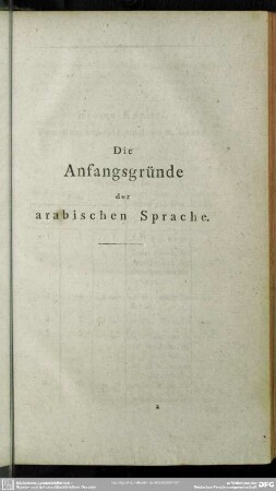 Die Anfangsgründe der arabischen Sprache