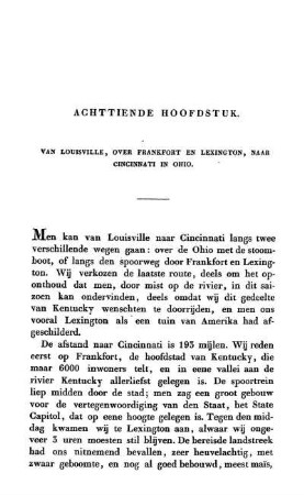 ACHTTIENDE HOOFDSTUK - Van Louisville, over Frankfort en Lexington, naar Cincinnati in Ohio.