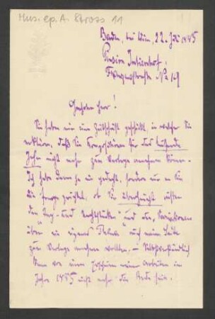 Brief an Unbekannt : 22.07.1885