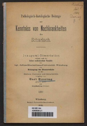 Pathologisch-histologische Beiträge zur Kenntniss von Nachkrankheiten des Scharlach