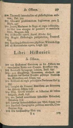 Libri Historici. In Octavo