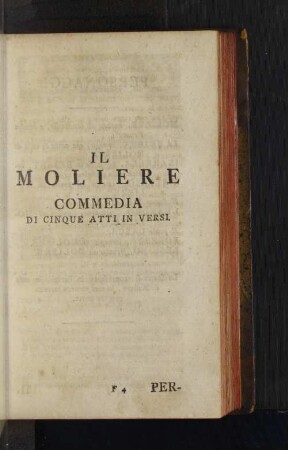 Il Moliere Commedia di cinque Atti in Versi.