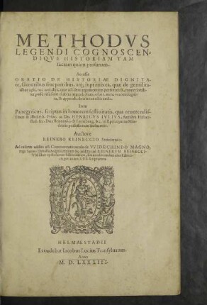 Methodvs Legendi Cognoscendiqve Historiam Tam sacram quàm profanam