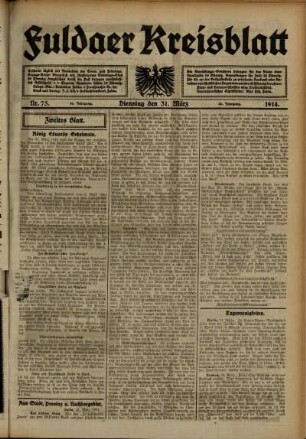 Zweite Ausgabe vom Dienstag, den 31. März 1914.