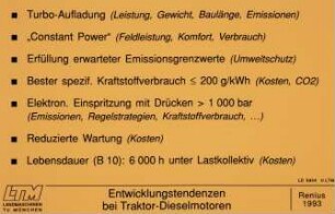 Entwicklungstendenzen bei Traktor-Dieselmotoren