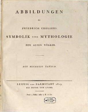 Symbolik und Mythologie der alten Völker, besonders der Griechen, Abbildungen