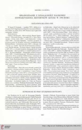 58: Sprawozdanie z działalności naukowej stowarzyszenia historyków sztuki w 1995 roku