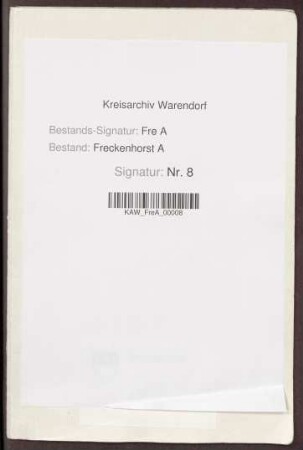 Verzeichnis der im Wigbold Freckenhorst vorhandenen Häuser und Einwohner (mit Altersangaben, Kindern, Berufsangaben)