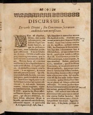 1-12, Discursus I. De verbi Divini, seu Concionum sacrarum audiendarum neceßitate.