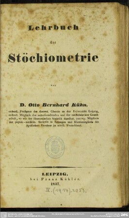 Lehrbuch der Stöchiometrie