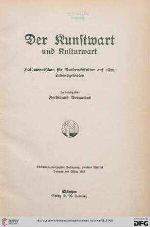 26,2: Kunstwart und Kulturwart