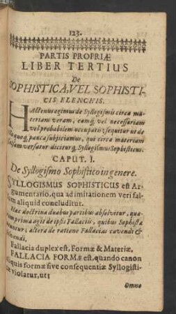 Partis Propriae Liber Tertius De Sophistica, Vel Sophisticis Elenchis.