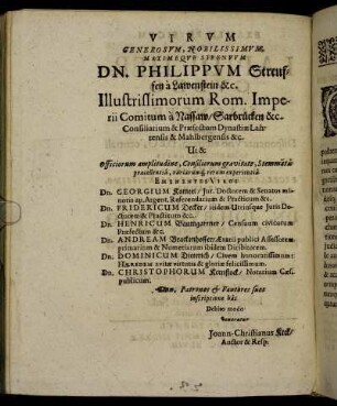 Virum ... Dn. Philippum Streuffen a Lawenstein ...