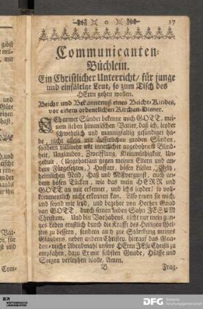 Communicanten-Büchlein.