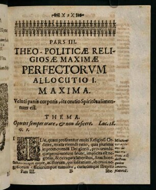 9-17, Allocutio I. Maxima. Veluti panis corporis, ita oratio Spiritus alimentum est