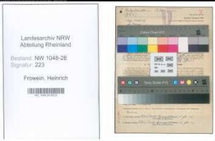 Entnazifizierung Heinrich Frowein , geb. 14.02.1891 (Postbeamter)