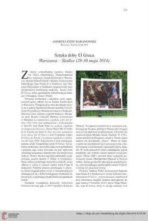 76: Sztuka doby El Greca : Warszawa - Siedlce (28-30 maja 2014)
