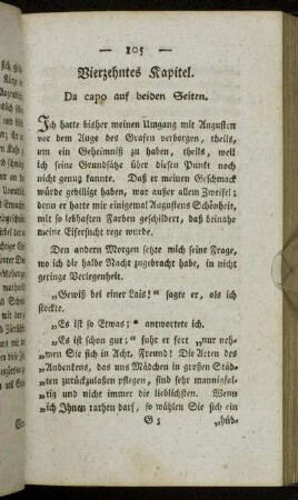 Vierzehntes Kapitel. Da capo auf beiden Seiten.