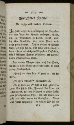 Vierzehntes Kapitel. Da capo auf beiden Seiten.