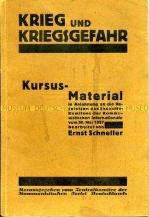 Schulungsmaterial der KPD zum Thema Krieg