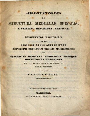 Adnotationes de structura medullae spinalis, a Stilling descripta, criticae