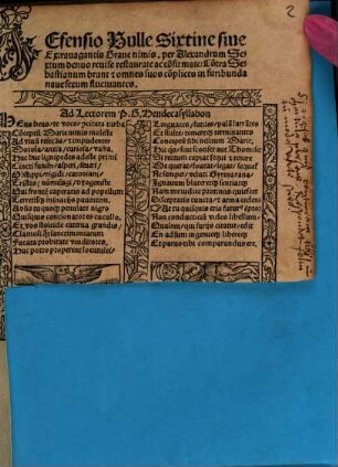 Defensio Bulle Sixtine siue Extrauagantis Graue nimis : per Alexandrum Sextum denuo revis[a]e restaurat[a]e ac confirmat[a]e Contra Sebastianum brant ... & omnes suos co[m]plices in furibunda nave secum fluctuantes