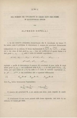 Sul numero dei covarianti di grado dato per forme di qualsivoglia specie.