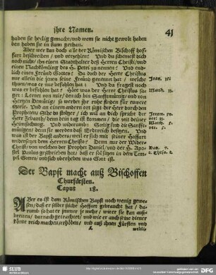 Der Bapst macht auß Bischoffen Churfürsten. Caput 18.