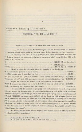 Bijlage No. 6. Behoort bij bl. 17 van deel II. Begrooting voor het jaar 1822
