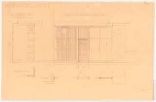 Ausstellungsgarten Jubiläums-Gartenbau-Ausstellung 1926, Dresden: Parktheater: Ansicht des Holzspaliers an der Bühne 1:20