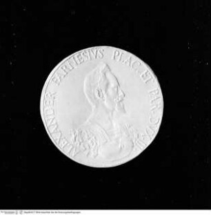 Weihemedaille für das Reiterstandbild des Alessandro Farnese; Avers: Porträt des Alessandro Farnese