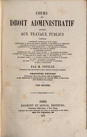 Cours de droit administratif appliqué aux travaux publics, II