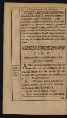 Cap. VIII. De extraordinaria constitutione Magistratus ac Imperii.