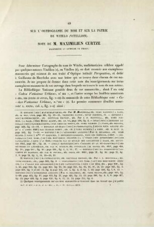 Sur l'orthographe du nom et sur la patrie de Witelo (Vitellion).
