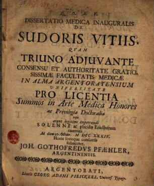 Diss. med. inaug. de sudoris vitiis