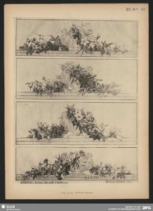 Supraporten. Vasen mit Blumenguirlanden im Stile Louis XVI.
