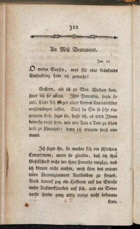 An Miß Beaumont. Jan. 23.