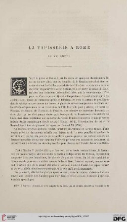 2. Pér. 14.1876: La tapisserie à Rome au XVe siècle