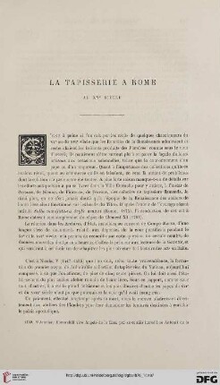 2. Pér. 14.1876: La tapisserie à Rome au XVe siècle