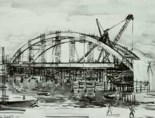 Aufbau der Wilhelm-Pieck-Brücke in Magdeburg