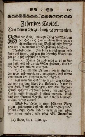 Zehendes Capitel. Von denen Begräbnuß-Ceremonien.