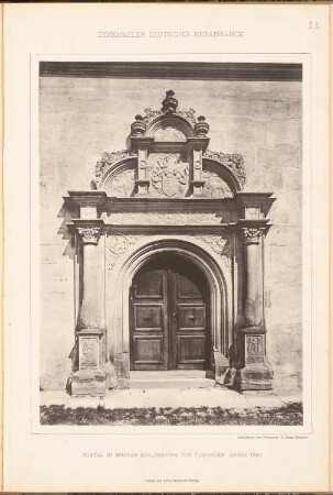 Schlossportal, Tübingen: Ansicht Innentor (aus: Denkmäler Deutscher Renaissance, hrsg. v. K.E.O. Fritsch, 4.Bd., 1891)