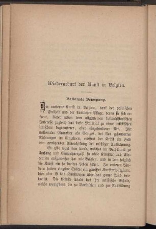 Wiedergeburt der Kunst in Belgien.