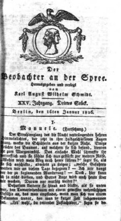 3. Stueck, 16. Januar 1826