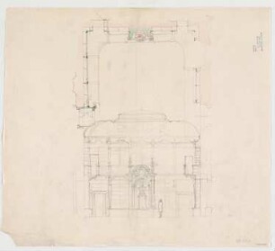 Thiersch, Friedrich von; München; Justizpalast - Fassade (Teilgrundriss, Ansicht)