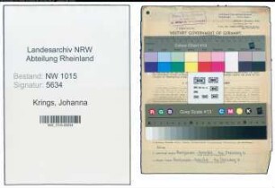 Entnazifizierung Johanna Krings , geb. 07.08.1893 (Kauffrau)