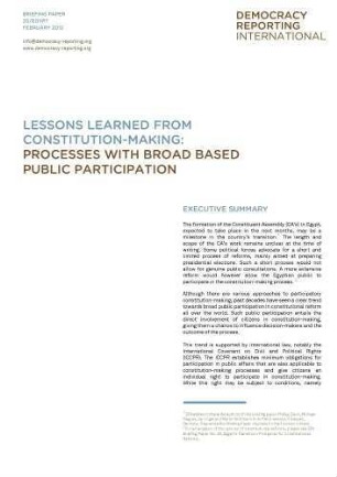 Lessons learned from constitution-making : processes with broad based public participation